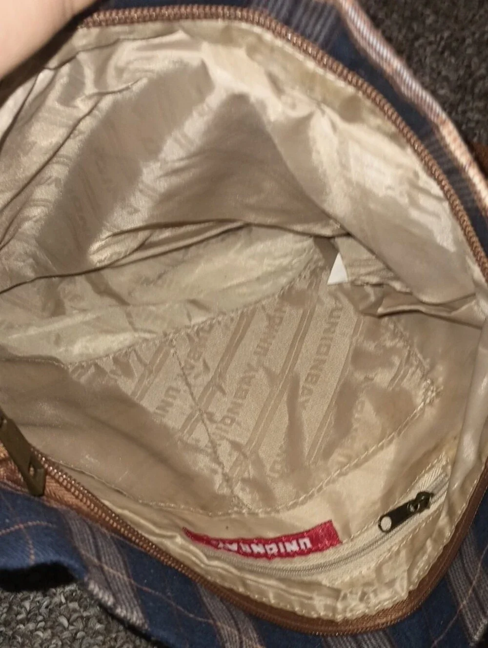 UNIONBAY Navy and Brown Plaid Crossbody Bag Great Condition Messanger Bag